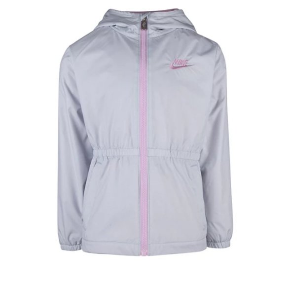 Girls Nike Ripstop Hooded Anorak Full-Zip Jacket Pure Platinum Size:4